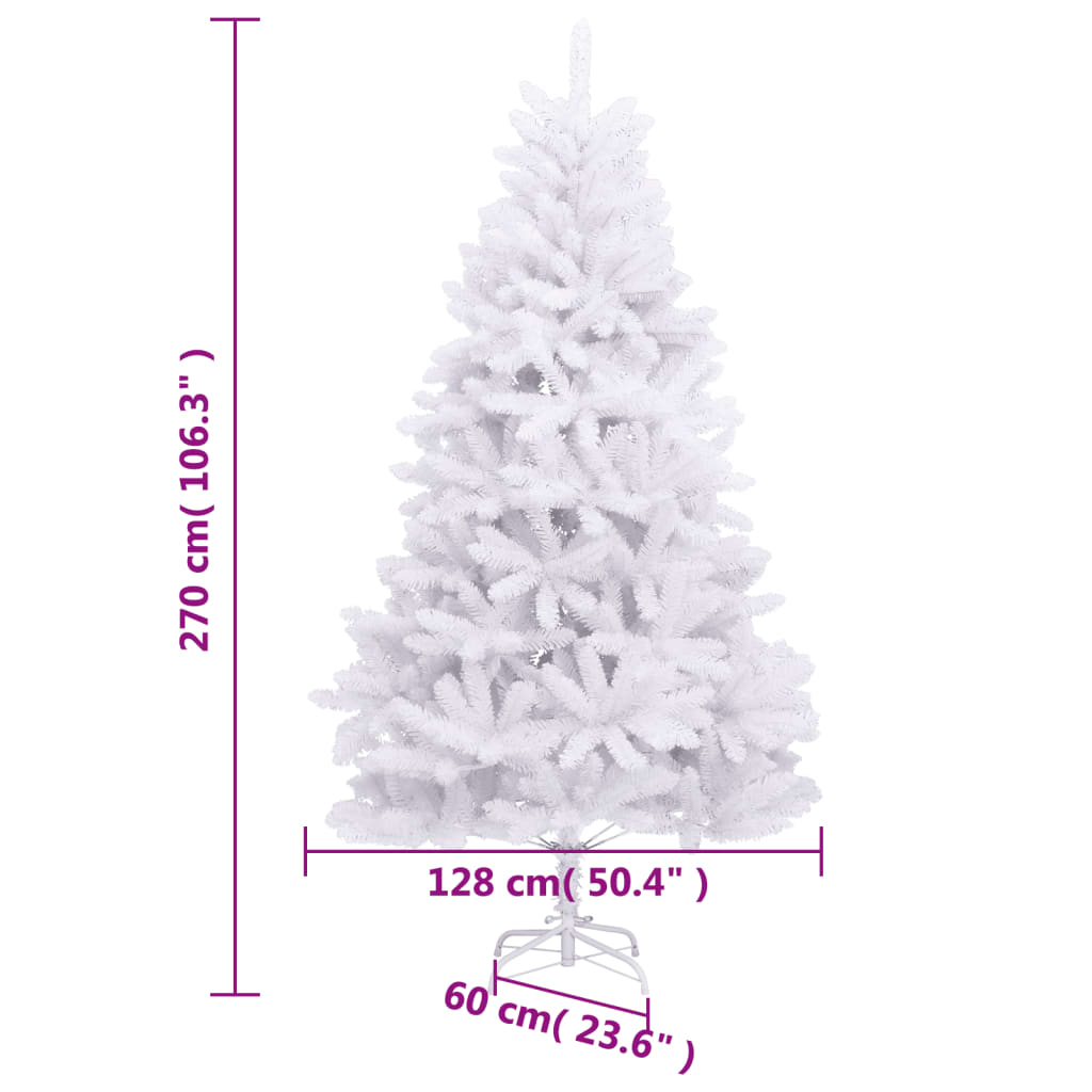 Artificial Hinged Christmas Tree with Stand White 270 cm
