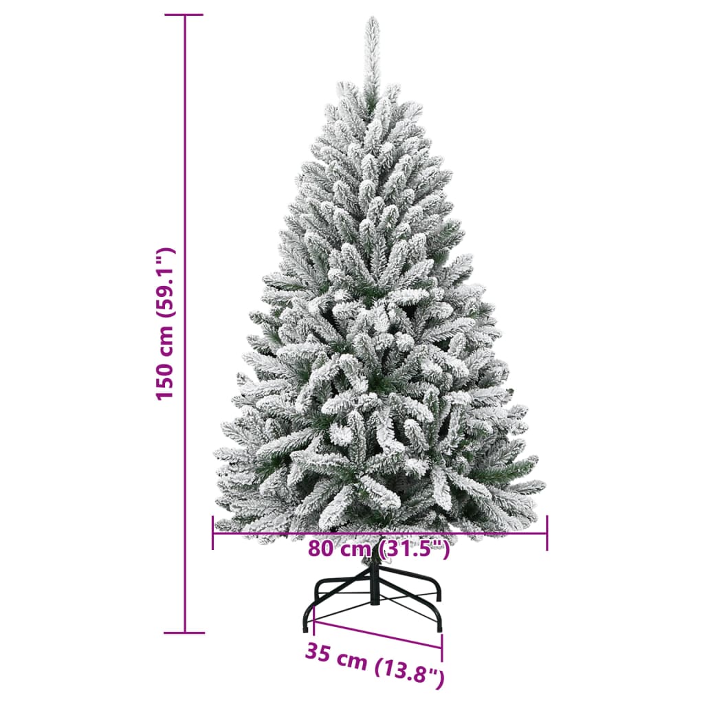 Artificial Hinged Christmas Tree with Flocked Snow 150 cm