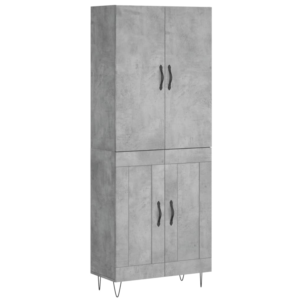 Highboard Concrete Grey 69.5x34x180 cm Engineered Wood