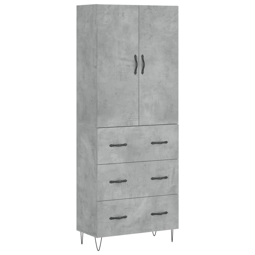 Highboard Concrete Grey 69.5x34x180 cm Engineered Wood