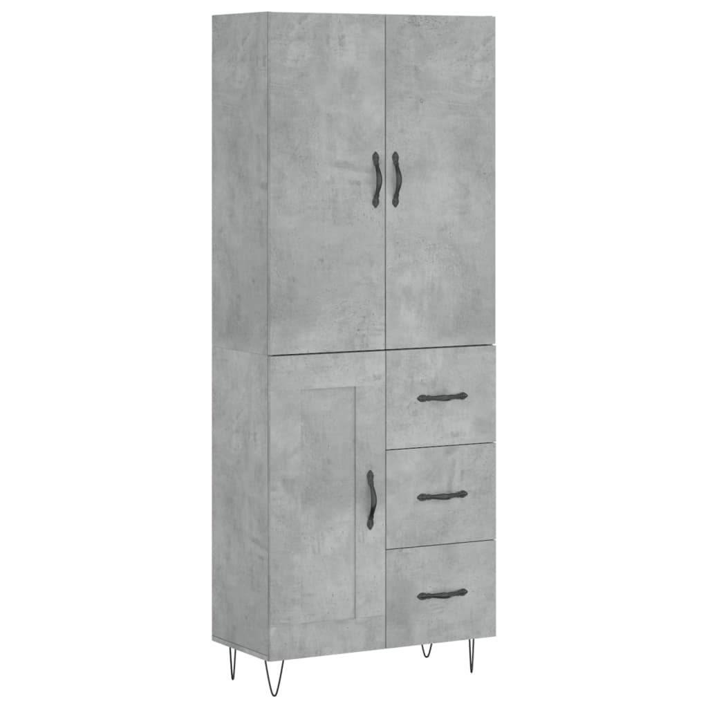 Highboard Concrete Grey 69.5x34x180 cm Engineered Wood