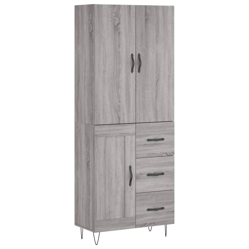Highboard Grey Sonoma 69.5x34x180 cm Engineered Wood