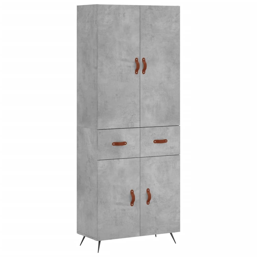 Highboard Concrete Grey 69.5x34x180 cm Engineered Wood