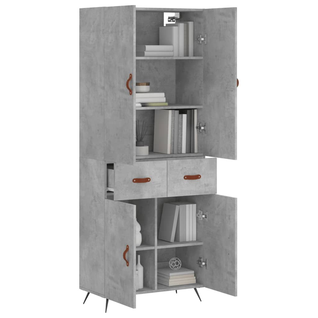 Highboard Concrete Grey 69.5x34x180 cm Engineered Wood
