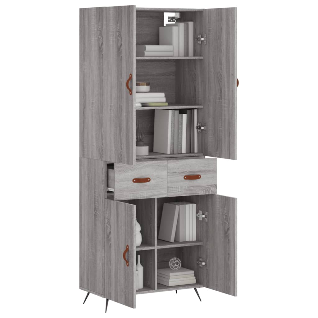 Highboard Grey Sonoma 69.5x34x180 cm Engineered Wood