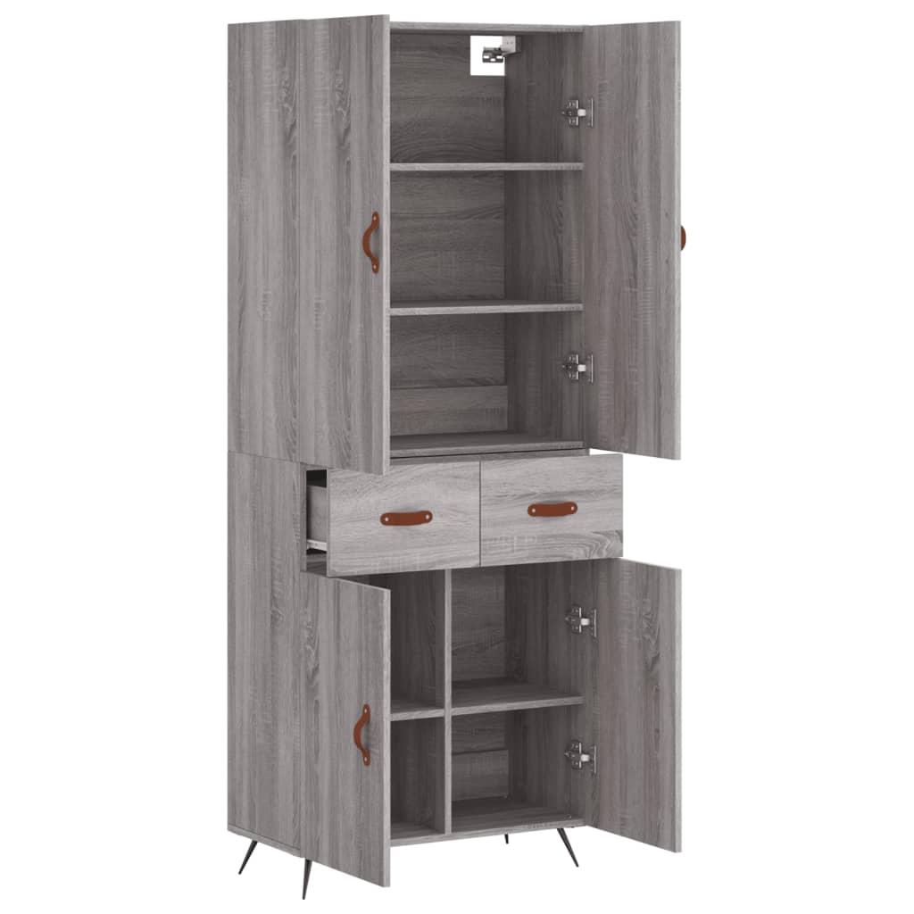 Highboard Grey Sonoma 69.5x34x180 cm Engineered Wood