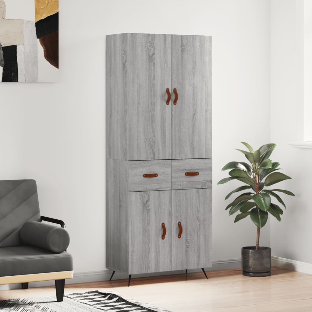 Highboard Grey Sonoma 69.5x34x180 cm Engineered Wood