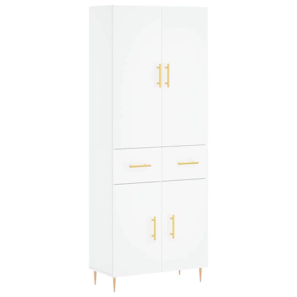 Highboard White 69.5x34x180 cm Engineered Wood