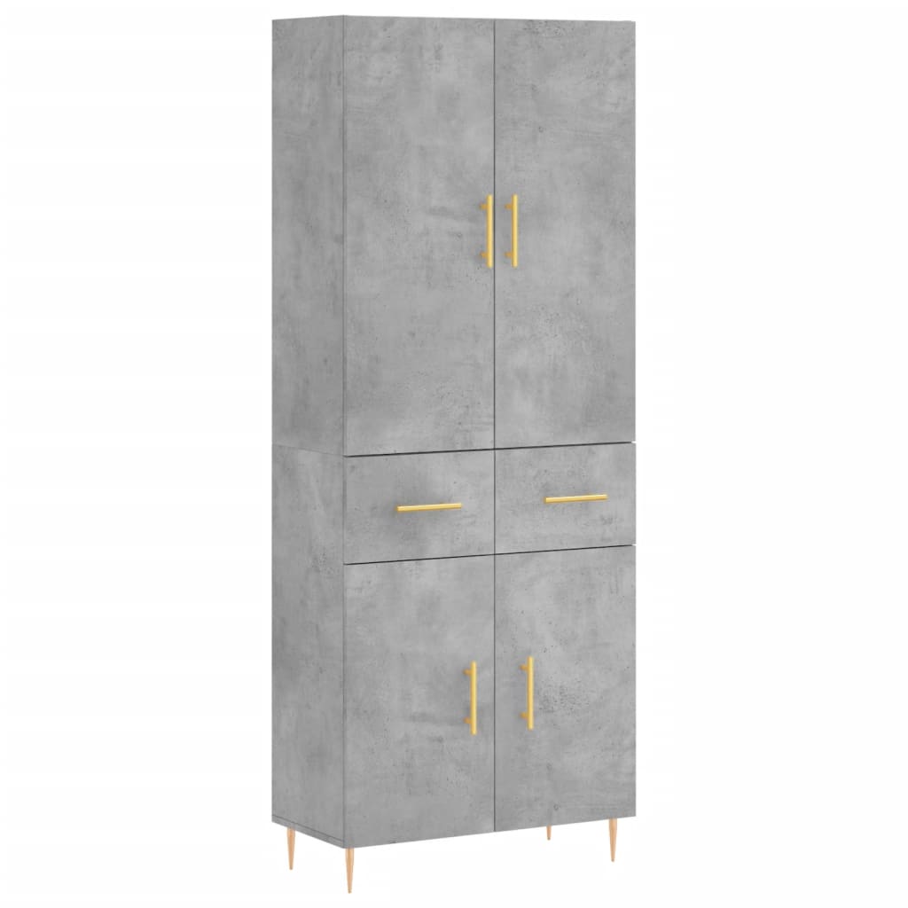 Highboard Concrete Grey 69.5x34x180 cm Engineered Wood
