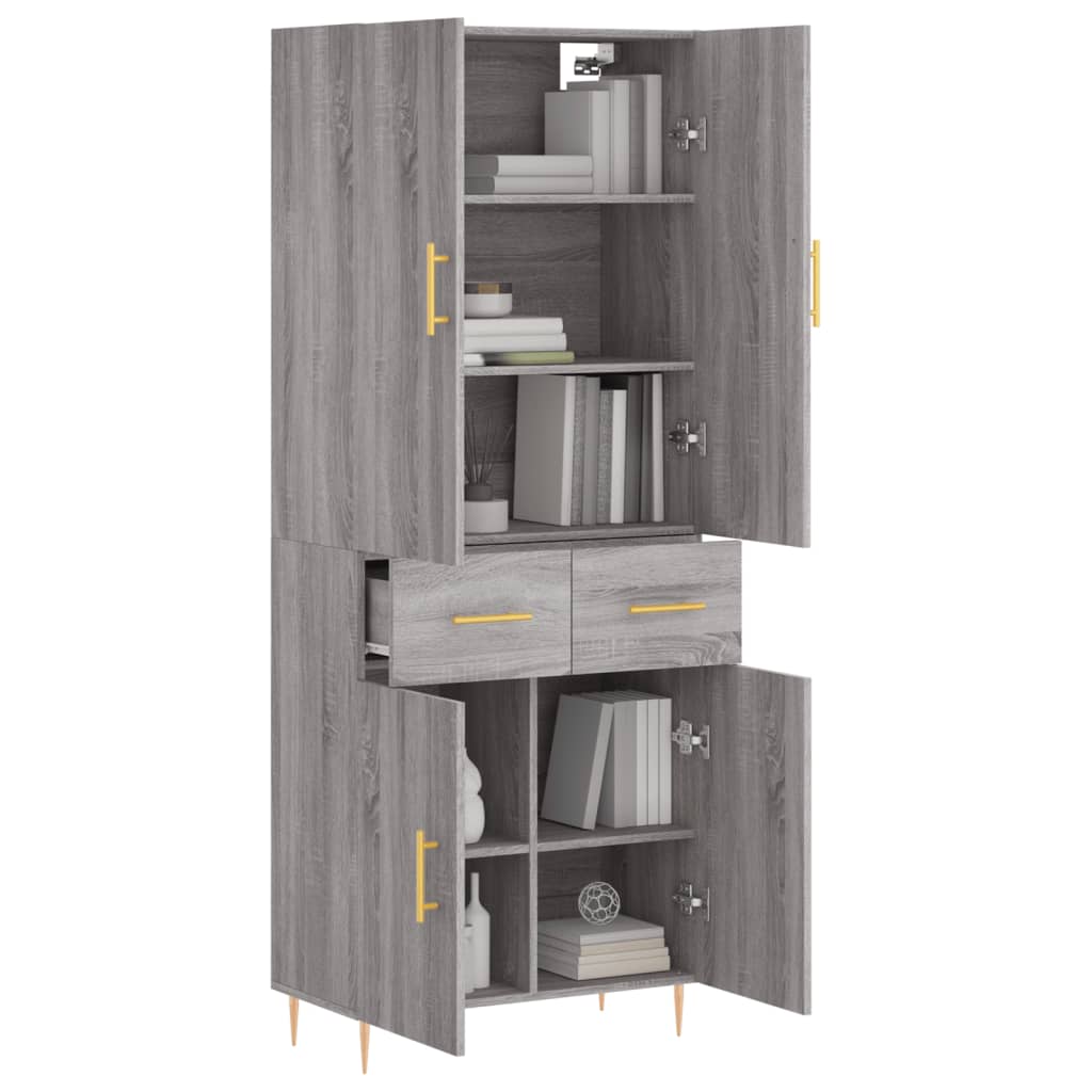 Highboard Grey Sonoma 69.5x34x180 cm Engineered Wood