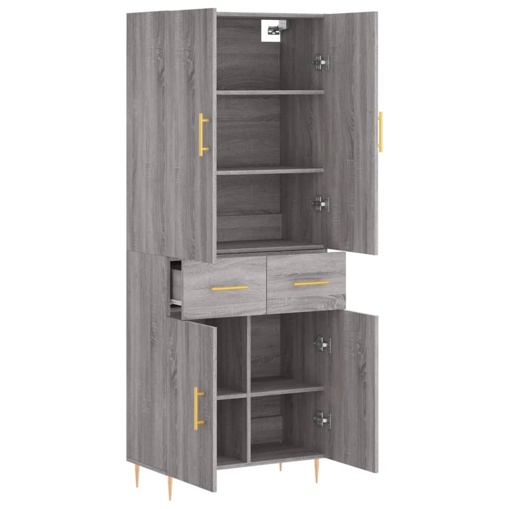 Highboard Grey Sonoma 69.5x34x180 cm Engineered Wood