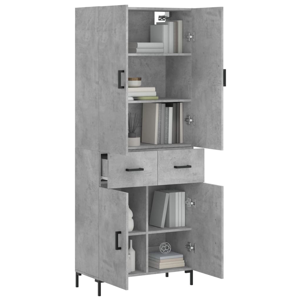 Highboard Concrete Grey 69.5x34x180 cm Engineered Wood
