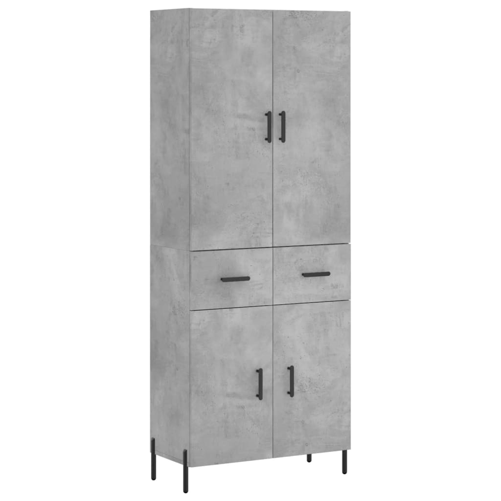 Highboard Concrete Grey 69.5x34x180 cm Engineered Wood