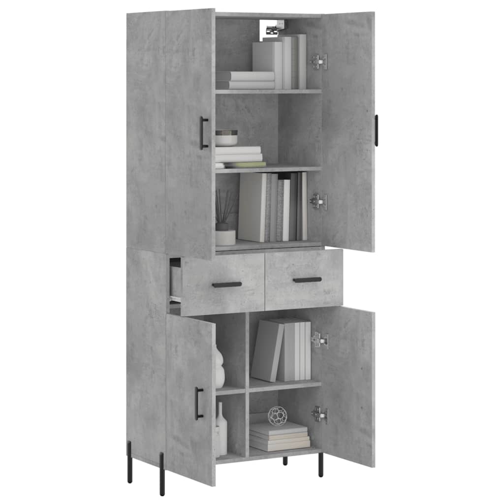 Highboard Concrete Grey 69.5x34x180 cm Engineered Wood