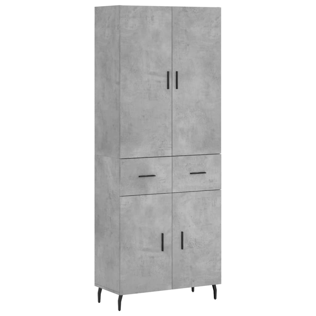 Highboard Concrete Grey 69.5x34x180 cm Engineered Wood