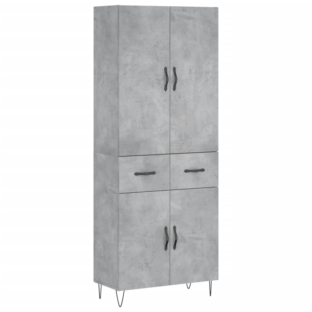 Highboard Concrete Grey 69.5x34x180 cm Engineered Wood