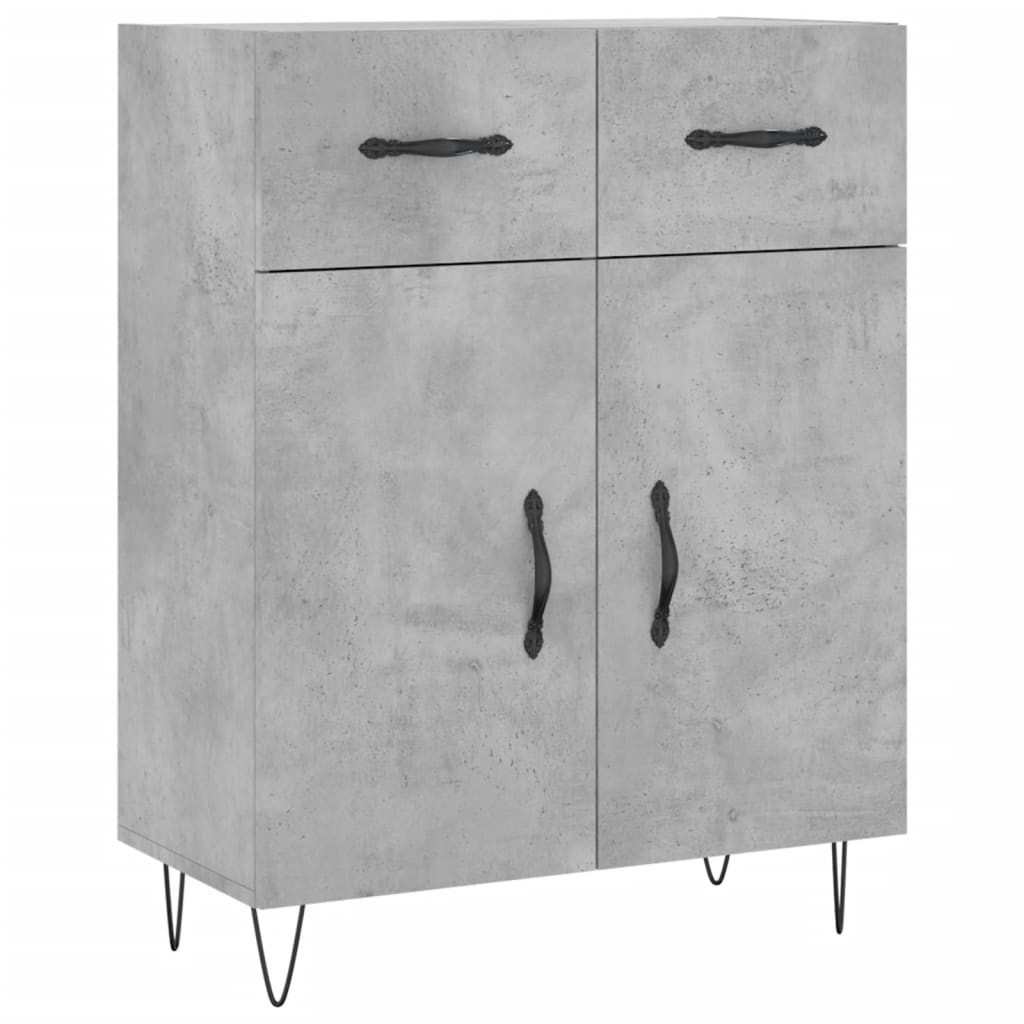 Highboard Concrete Grey 69.5x34x180 cm Engineered Wood