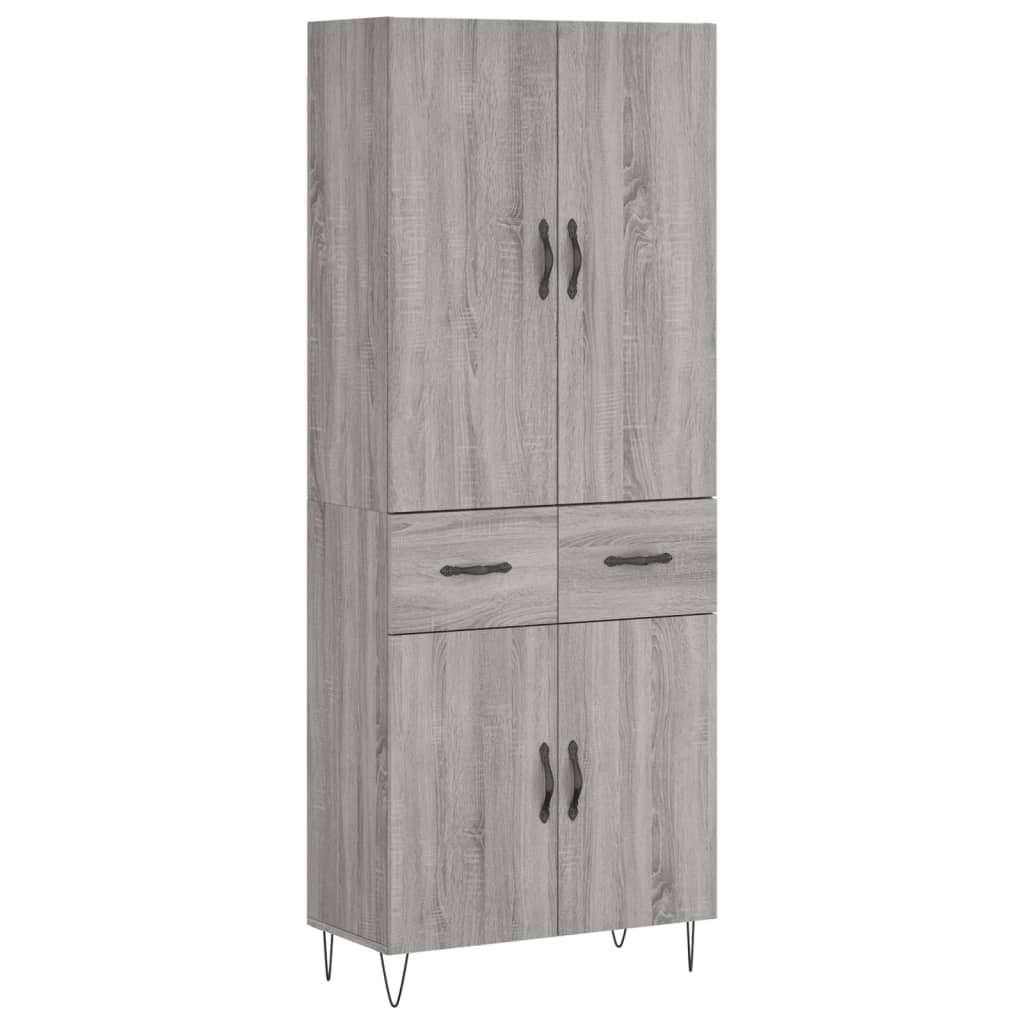 Highboard Grey Sonoma 69.5x34x180 cm Engineered Wood