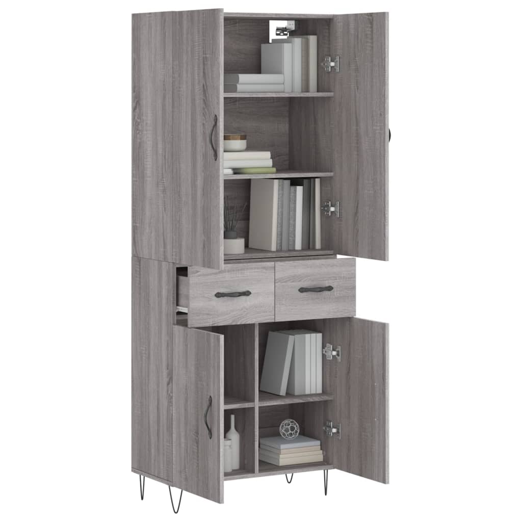 Highboard Grey Sonoma 69.5x34x180 cm Engineered Wood