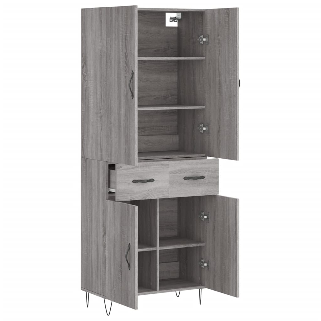 Highboard Grey Sonoma 69.5x34x180 cm Engineered Wood