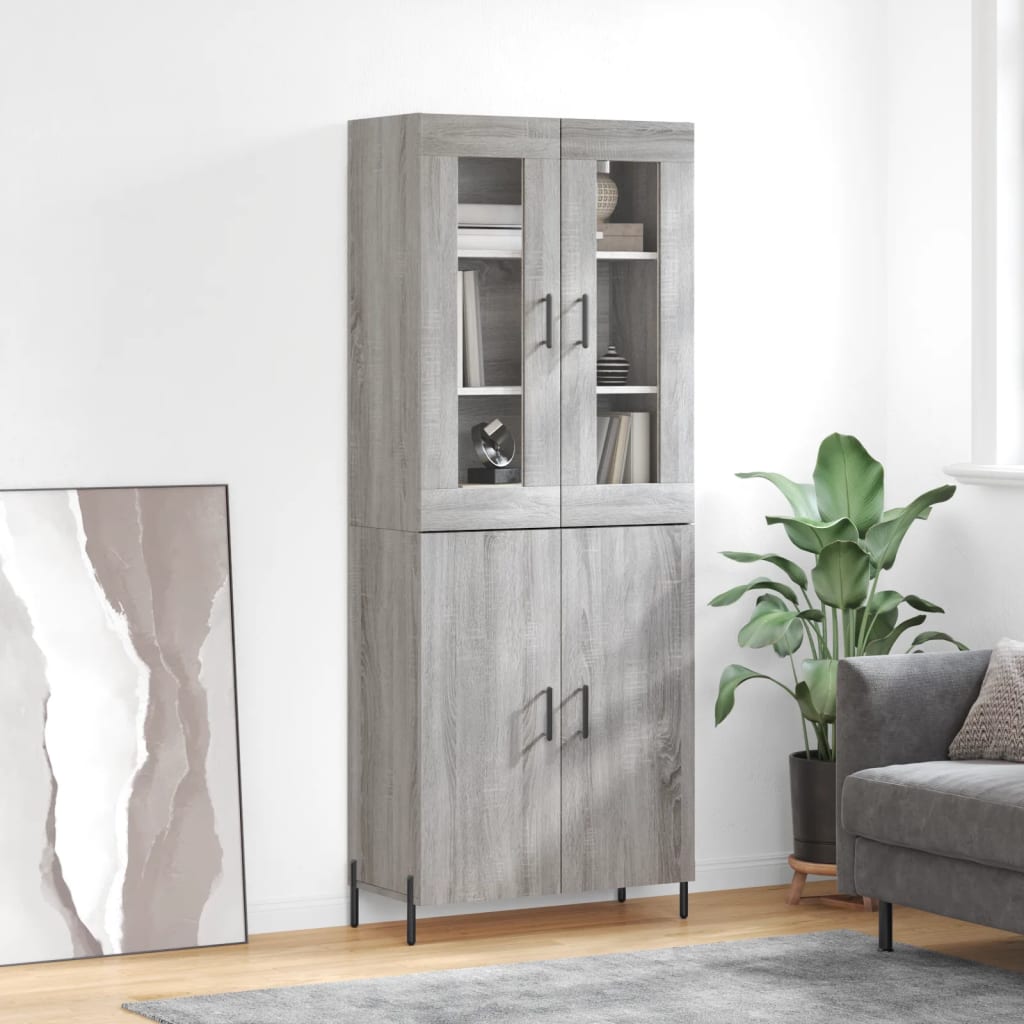 Highboard Grey Sonoma 69.5x34x180 cm Engineered Wood