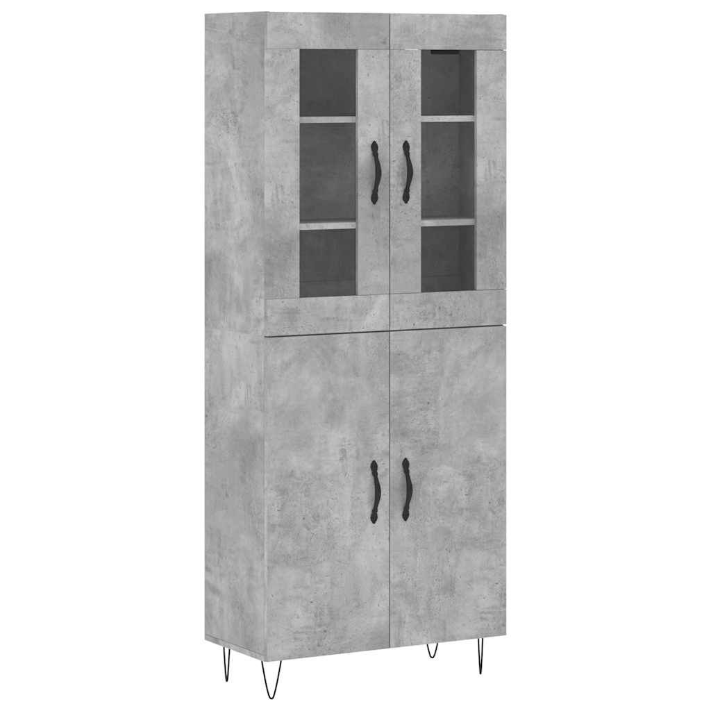 Highboard Concrete Grey 69.5x34x180 cm Engineered Wood