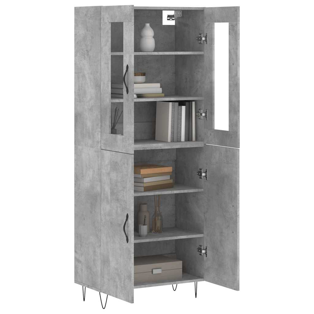 Highboard Concrete Grey 69.5x34x180 cm Engineered Wood