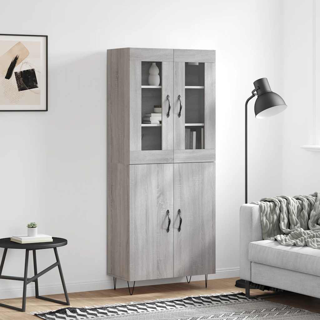 Highboard Grey Sonoma 69.5x34x180 cm Engineered Wood