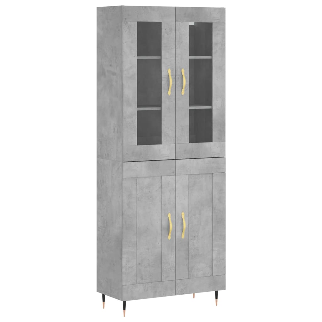 Highboard Concrete Grey 69.5x34x180 cm Engineered Wood