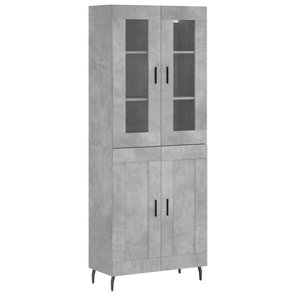 Highboard Concrete Grey 69.5x34x180 cm Engineered Wood
