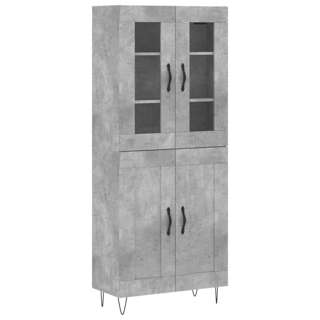 Highboard Concrete Grey 69.5x34x180 cm Engineered Wood