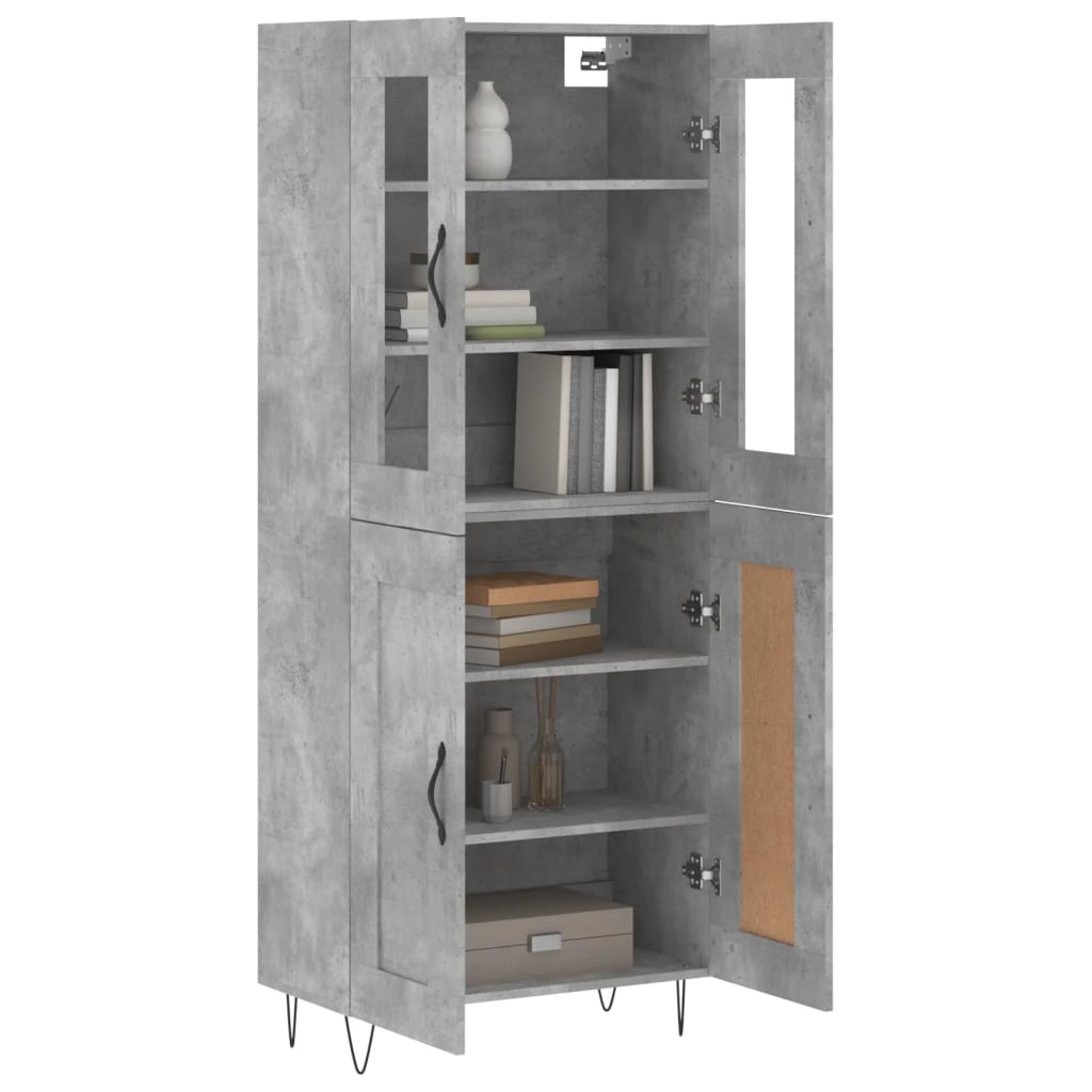 Highboard Concrete Grey 69.5x34x180 cm Engineered Wood