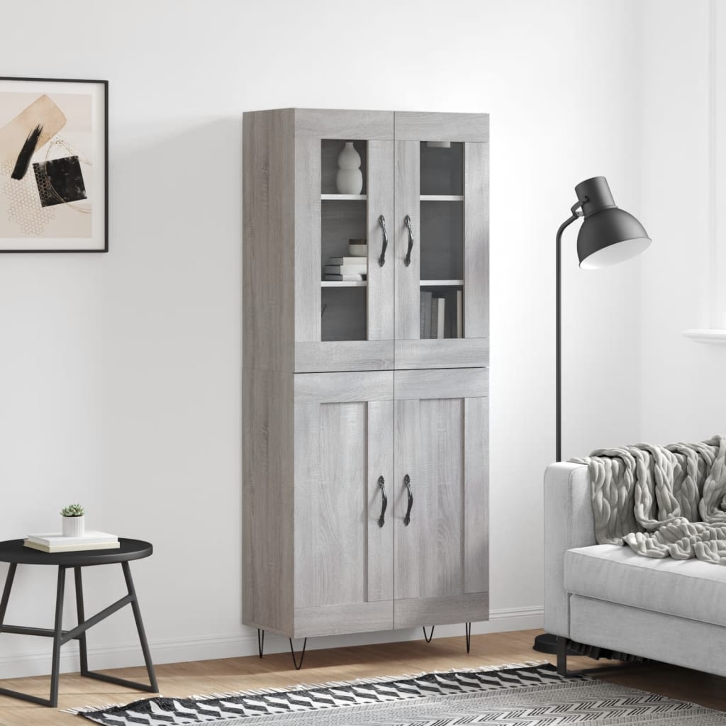 Highboard Grey Sonoma 69.5x34x180 cm Engineered Wood