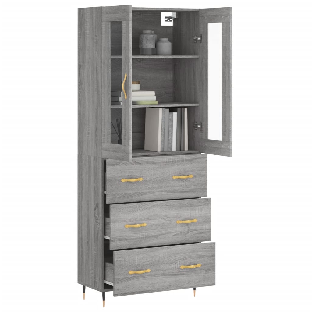 Highboard Grey Sonoma 69.5x34x180 cm Engineered Wood