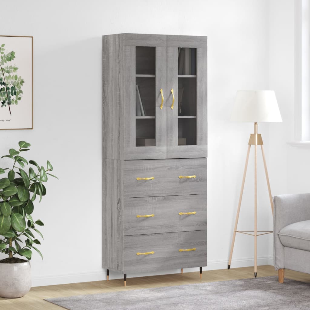 Highboard Grey Sonoma 69.5x34x180 cm Engineered Wood