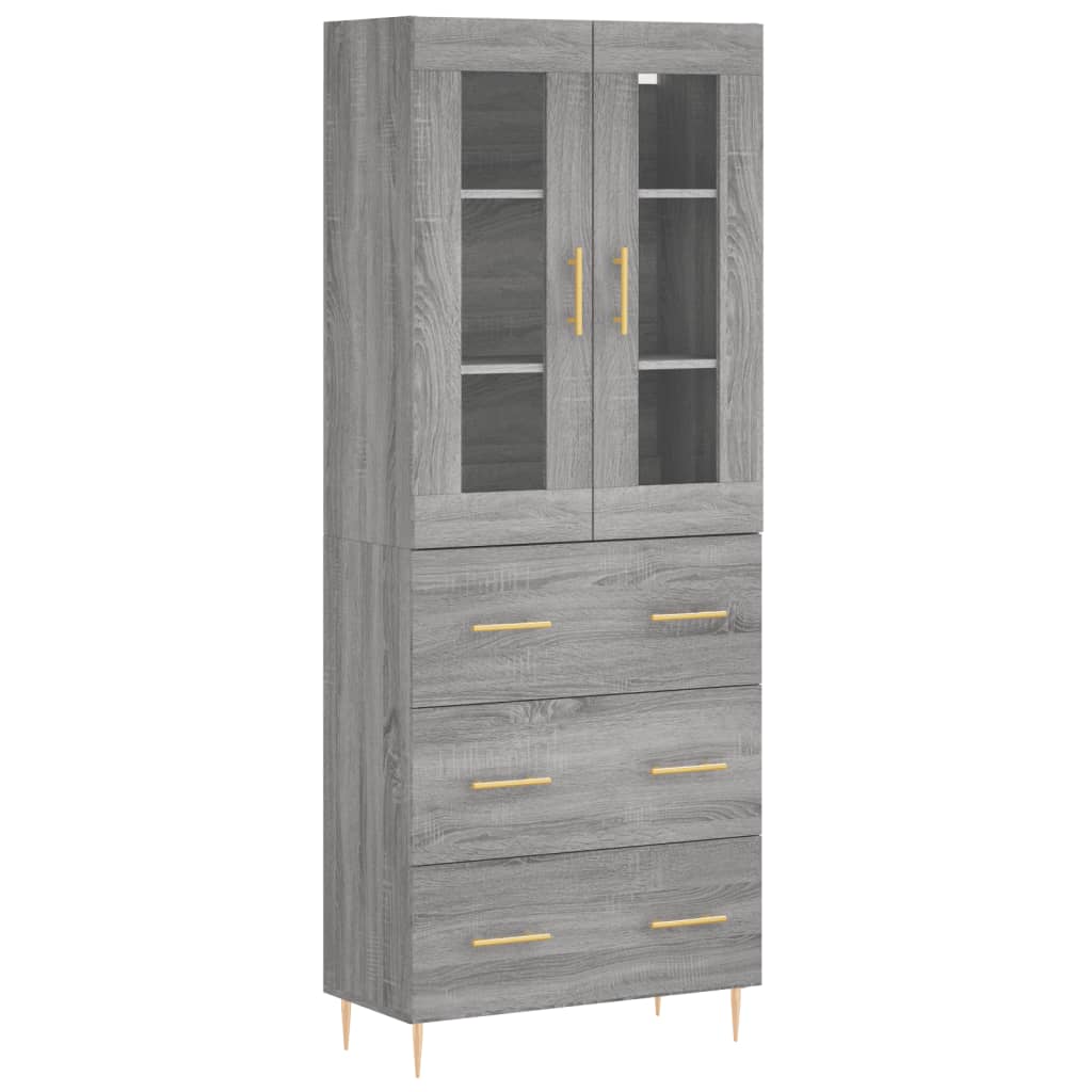 Highboard Grey Sonoma 69.5x34x180 cm Engineered Wood