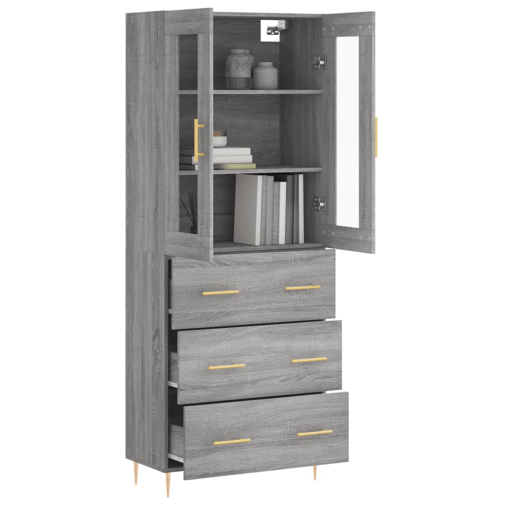Highboard Grey Sonoma 69.5x34x180 cm Engineered Wood