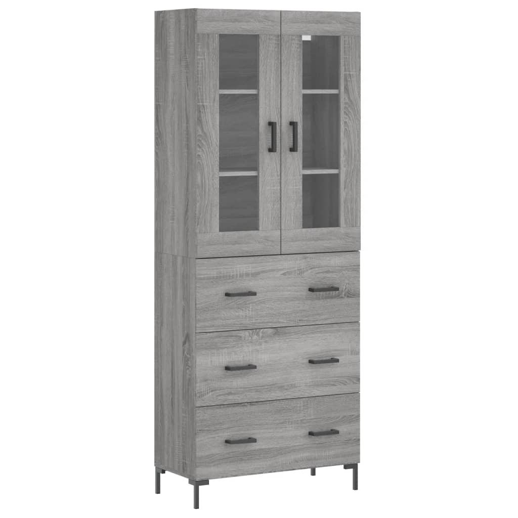 Highboard Grey Sonoma 69.5x34x180 cm Engineered Wood