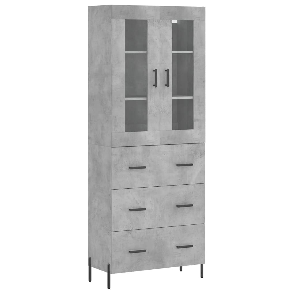 Highboard Concrete Grey 69.5x34x180 cm Engineered Wood