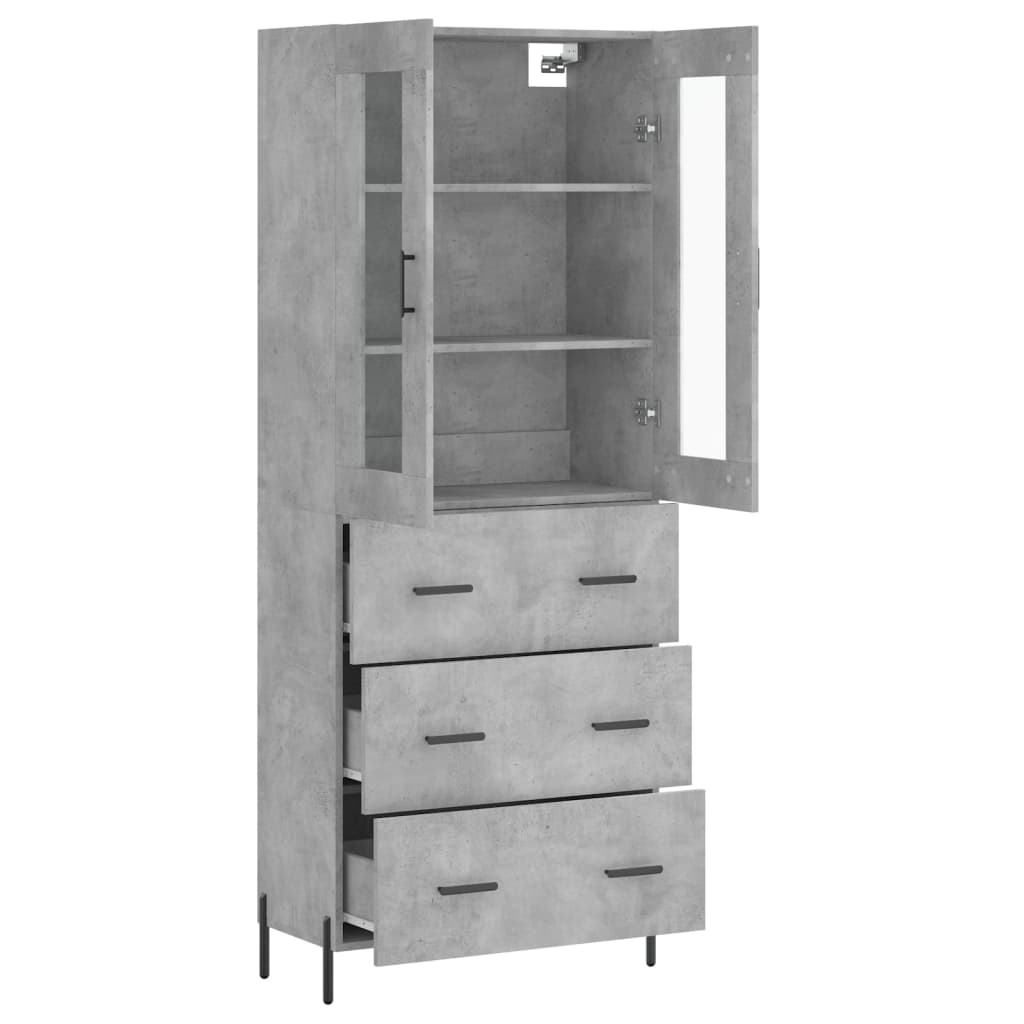 Highboard Concrete Grey 69.5x34x180 cm Engineered Wood