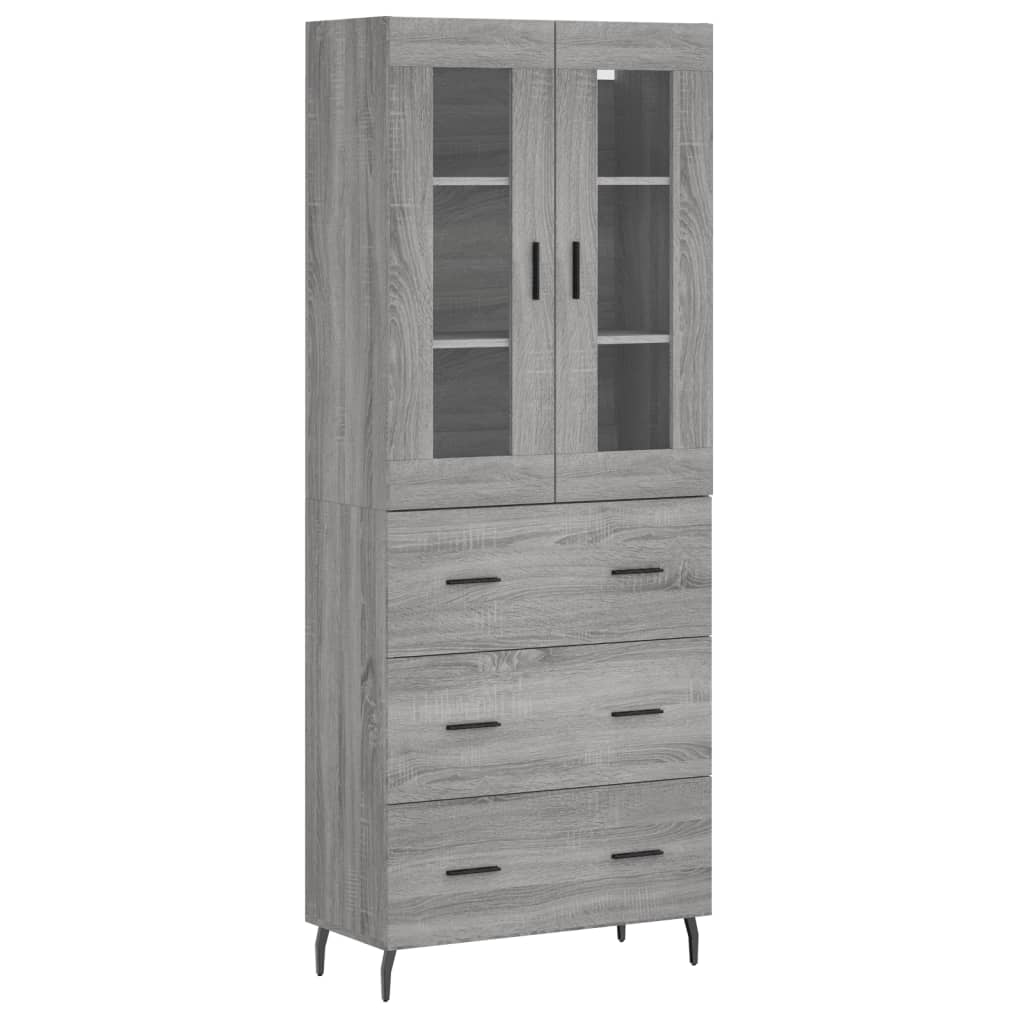 Highboard Grey Sonoma 69.5x34x180 cm Engineered Wood