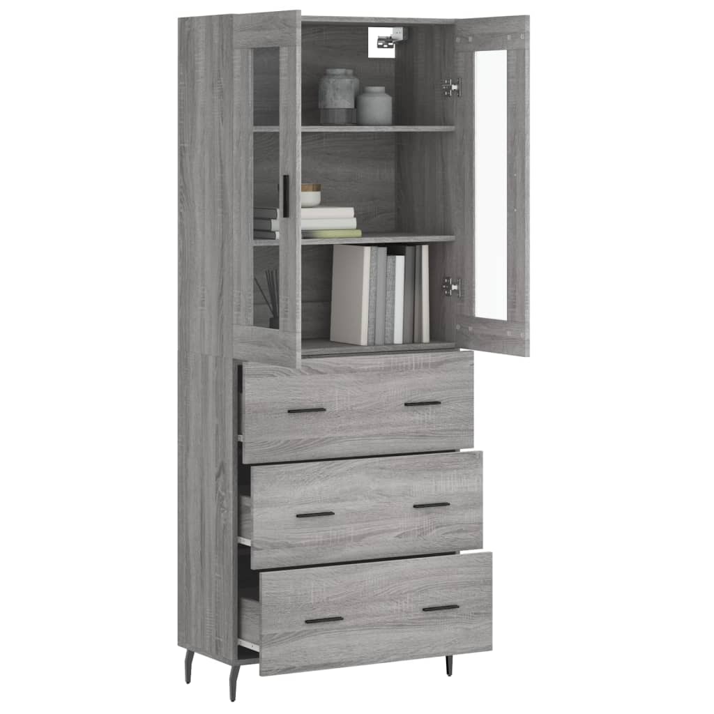 Highboard Grey Sonoma 69.5x34x180 cm Engineered Wood