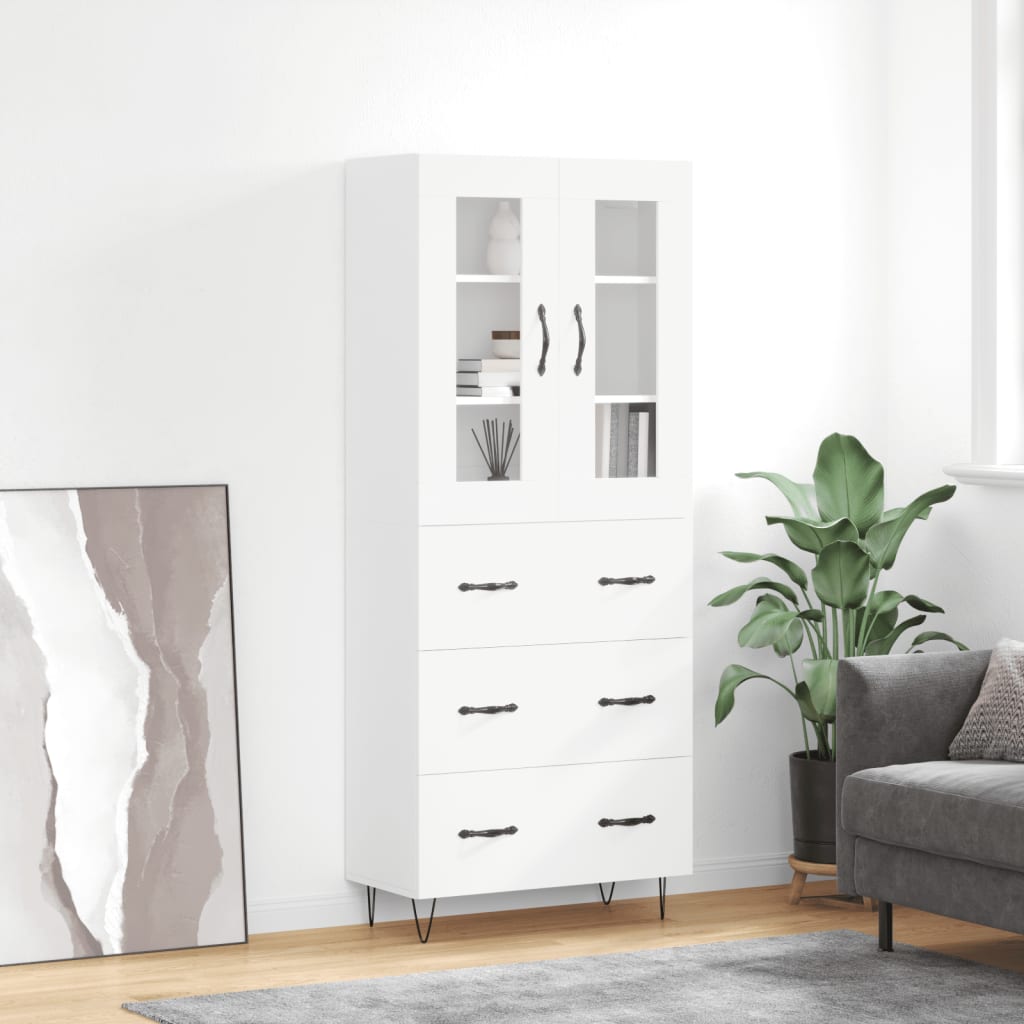 Highboard White 69.5x34x180 cm Engineered Wood