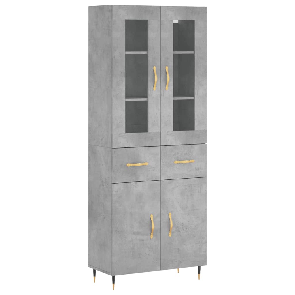 Highboard Concrete Grey 69.5x34x180 cm Engineered Wood