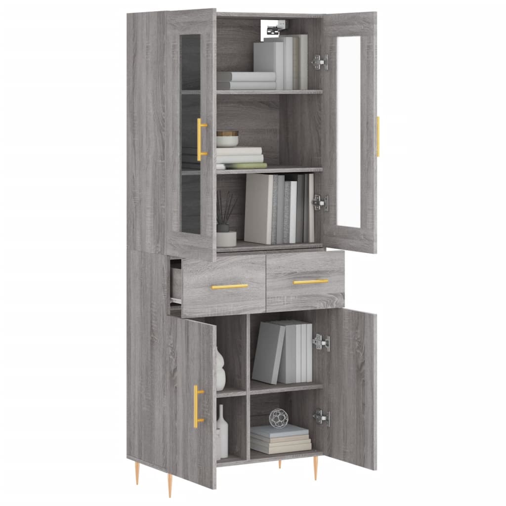 Highboard Grey Sonoma 69.5x34x180 cm Engineered Wood
