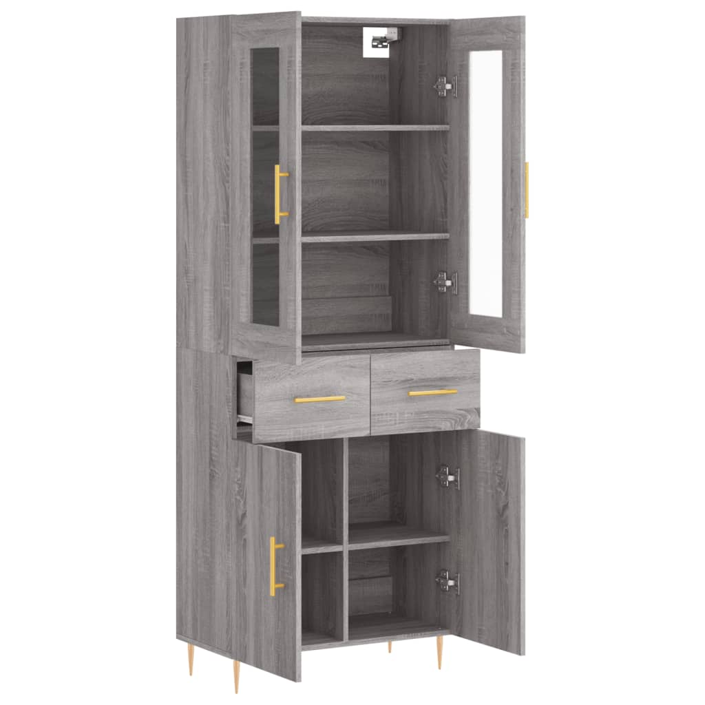 Highboard Grey Sonoma 69.5x34x180 cm Engineered Wood