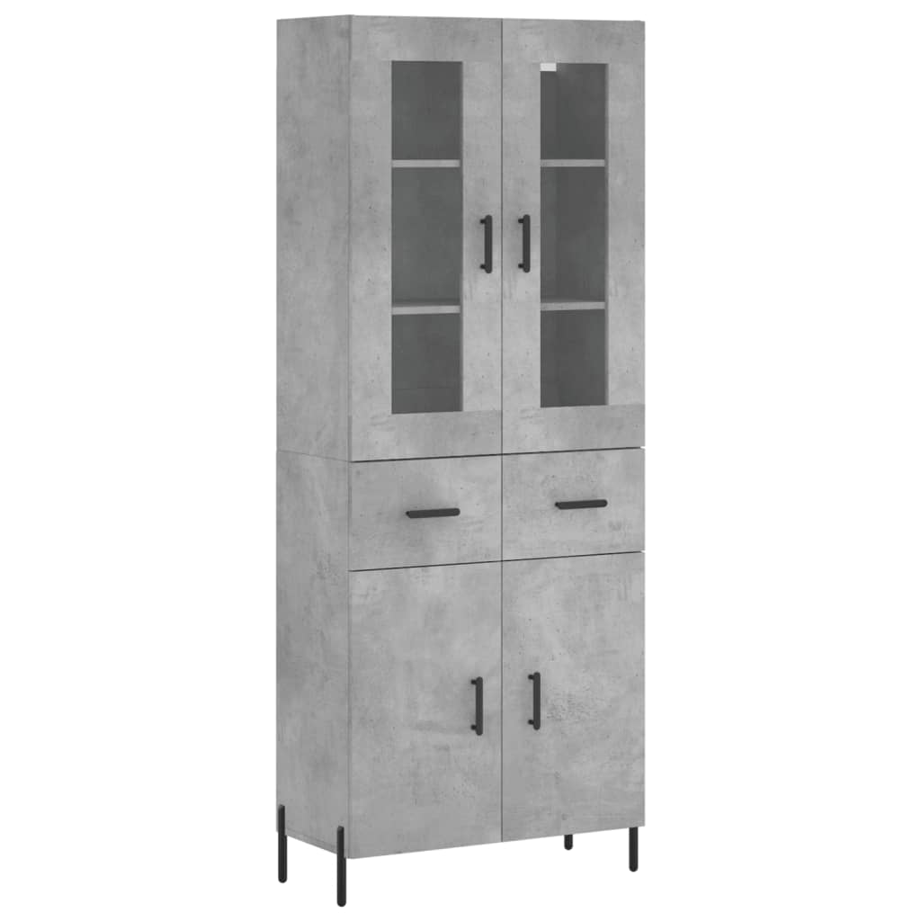 Highboard Concrete Grey 69.5x34x180 cm Engineered Wood