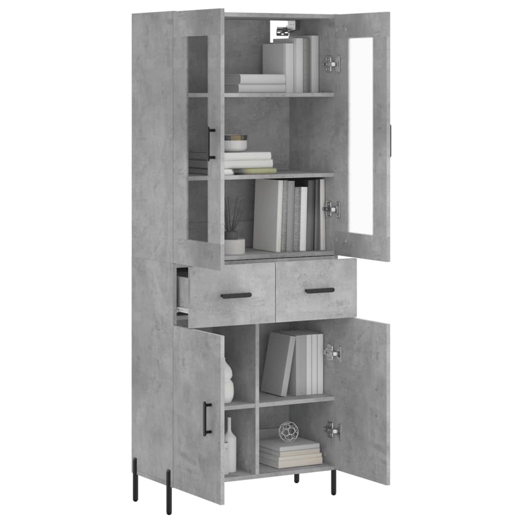 Highboard Concrete Grey 69.5x34x180 cm Engineered Wood
