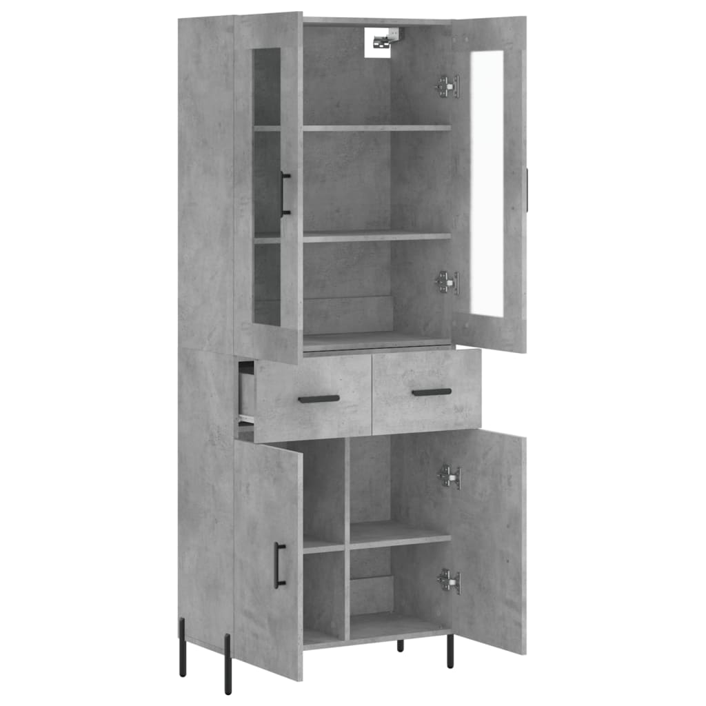 Highboard Concrete Grey 69.5x34x180 cm Engineered Wood