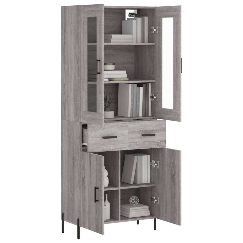 Highboard Grey Sonoma 69.5x34x180 cm Engineered Wood